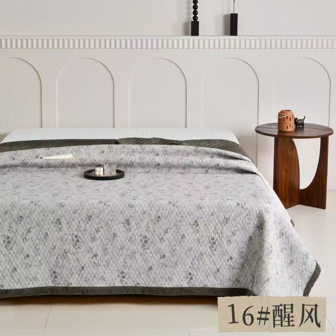 棉花芯双面可用双人床盖～双层纱+宝宝绒200*230微瑕～L822