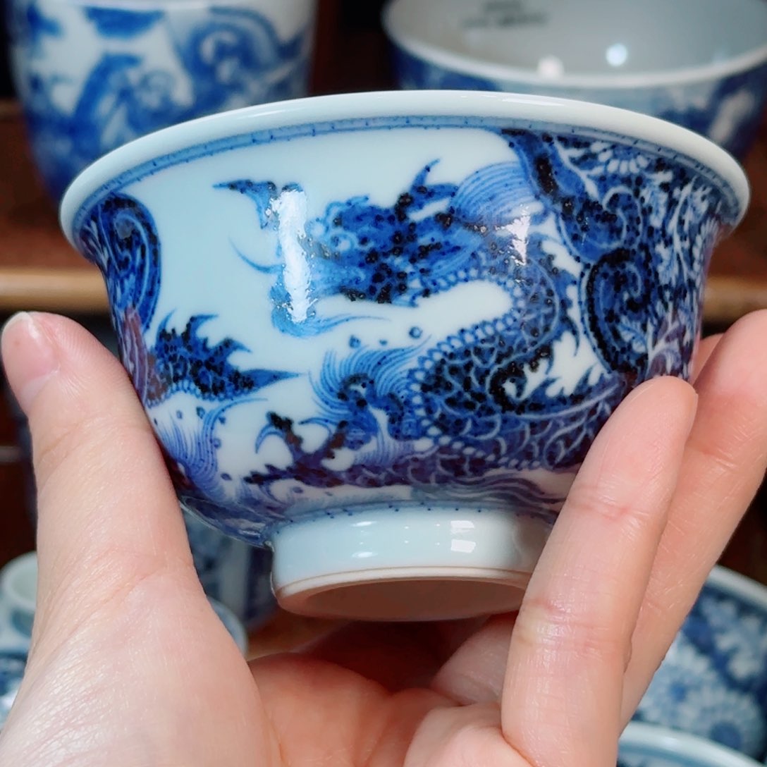 穿花龙压手杯明续幽蓝