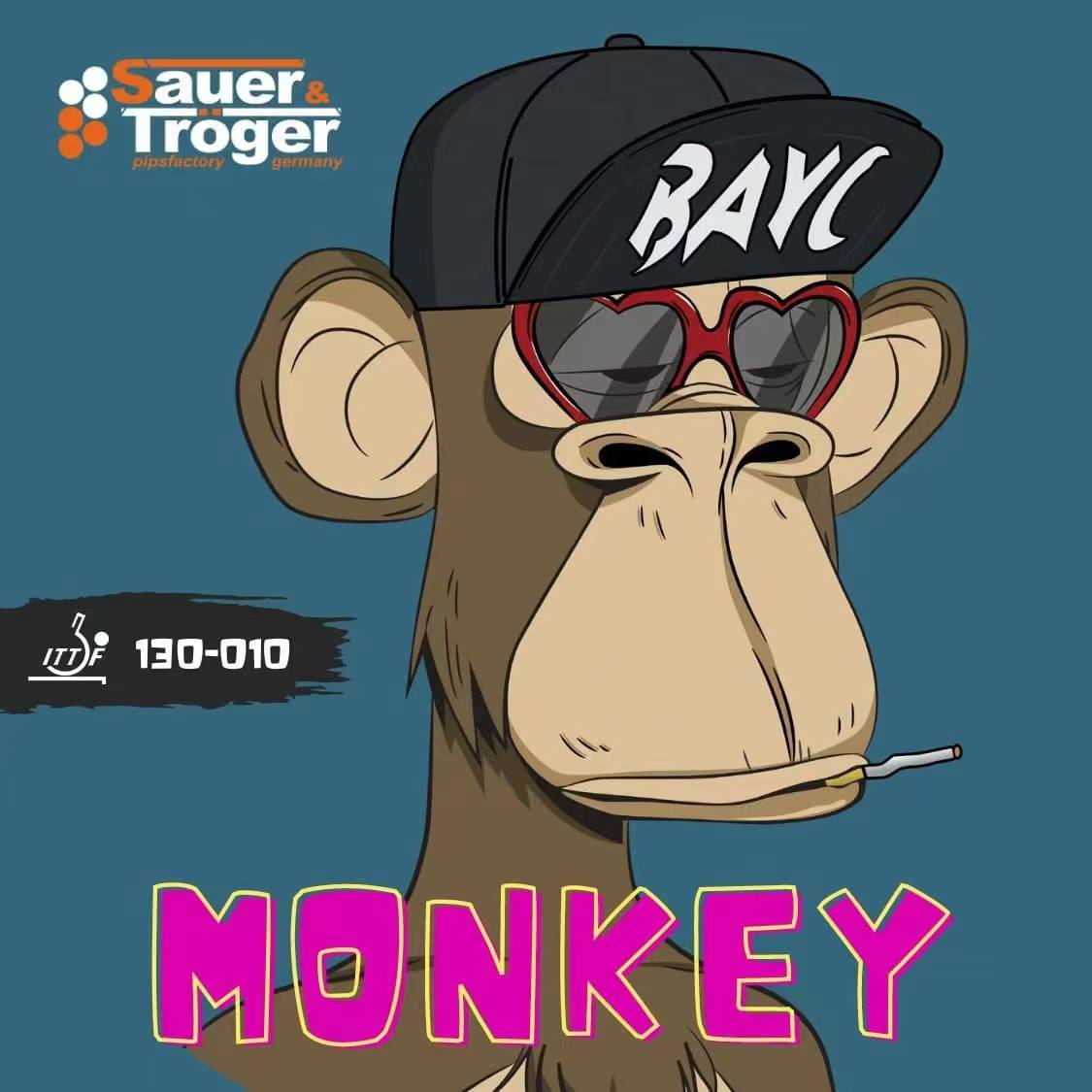 德国Sauer Tröger Monkey猴子可进攻击打乒乓单胶皮长胶套胶蓝色