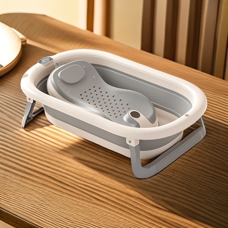 2025新生儿家用抑菌防霉可折叠大号洗澡盆便携式婴儿浴缸躺托加厚