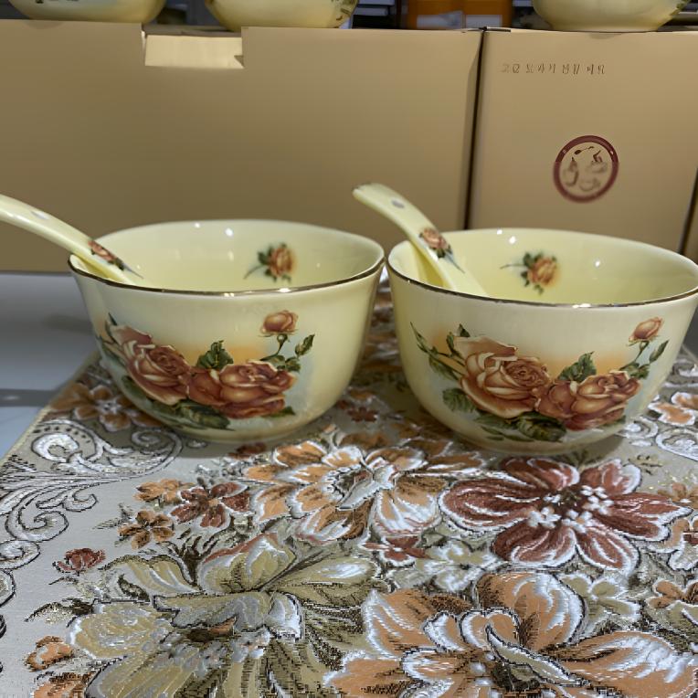 4.5寸米饭碗2个配2小勺耐高温家用商用吃饭泡面甜品碗洗碗机可用