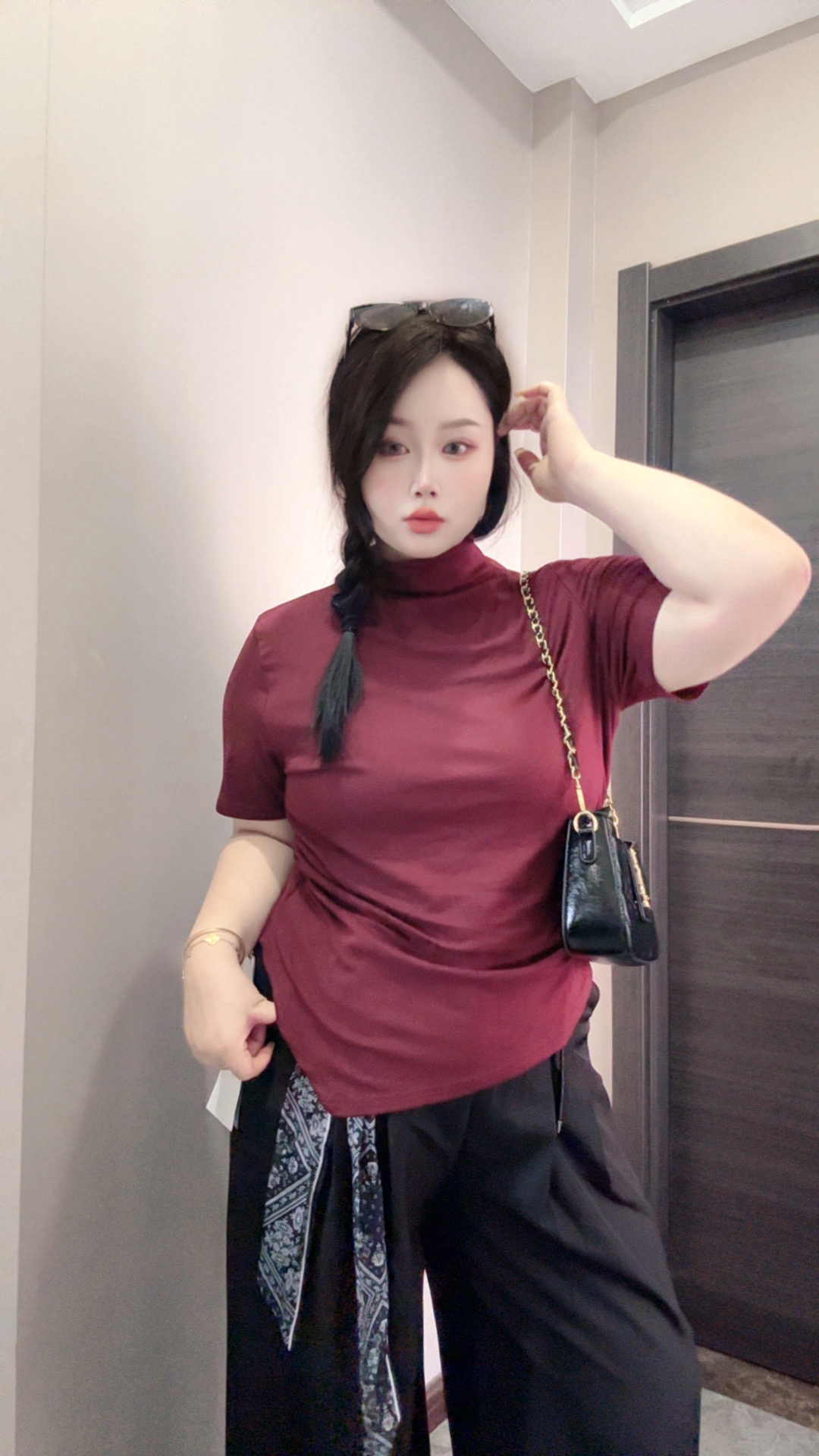 秋款半高领T恤打底修身短袖针织半高领ins