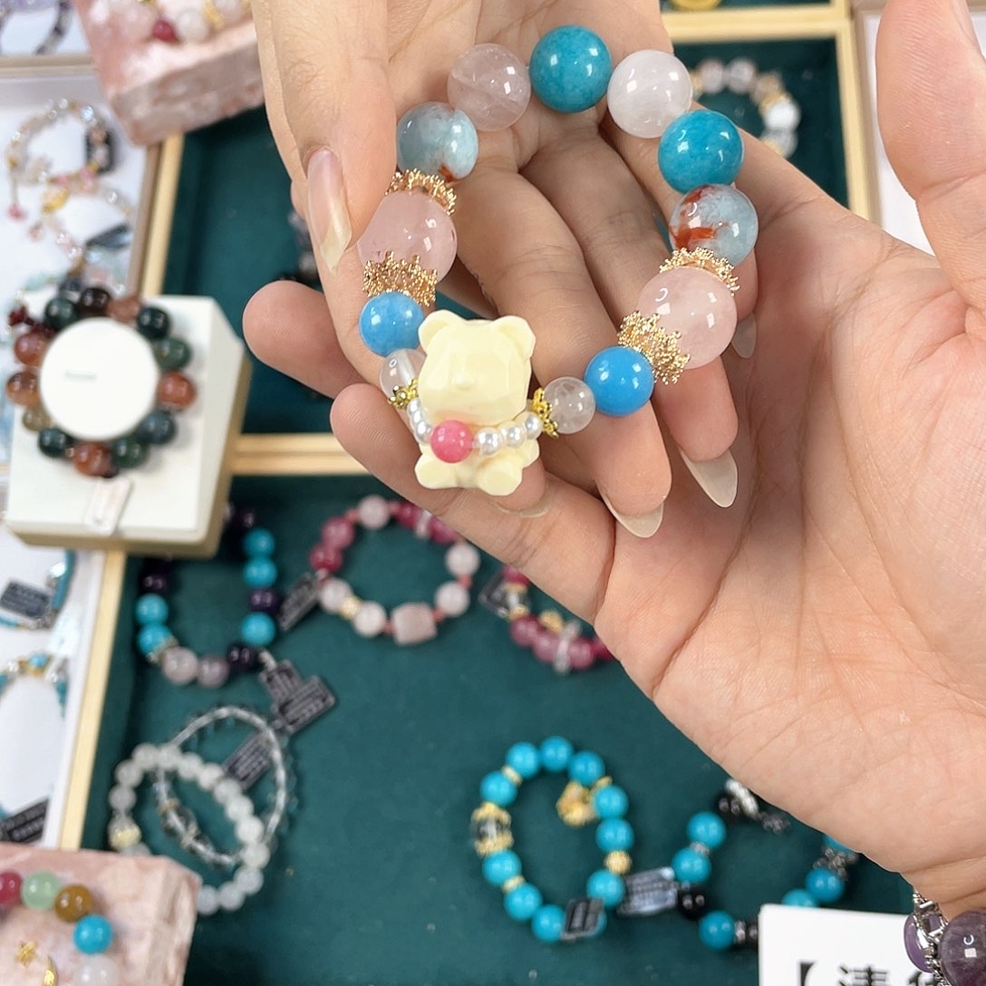 水晶手链银S925镀金镶嵌