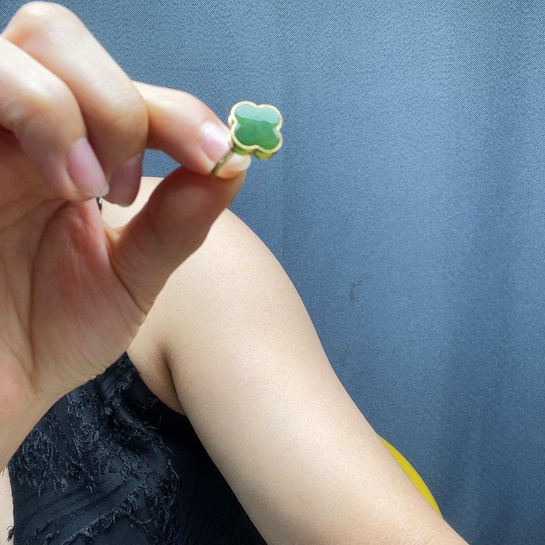 和田玉戒指银S925镶嵌