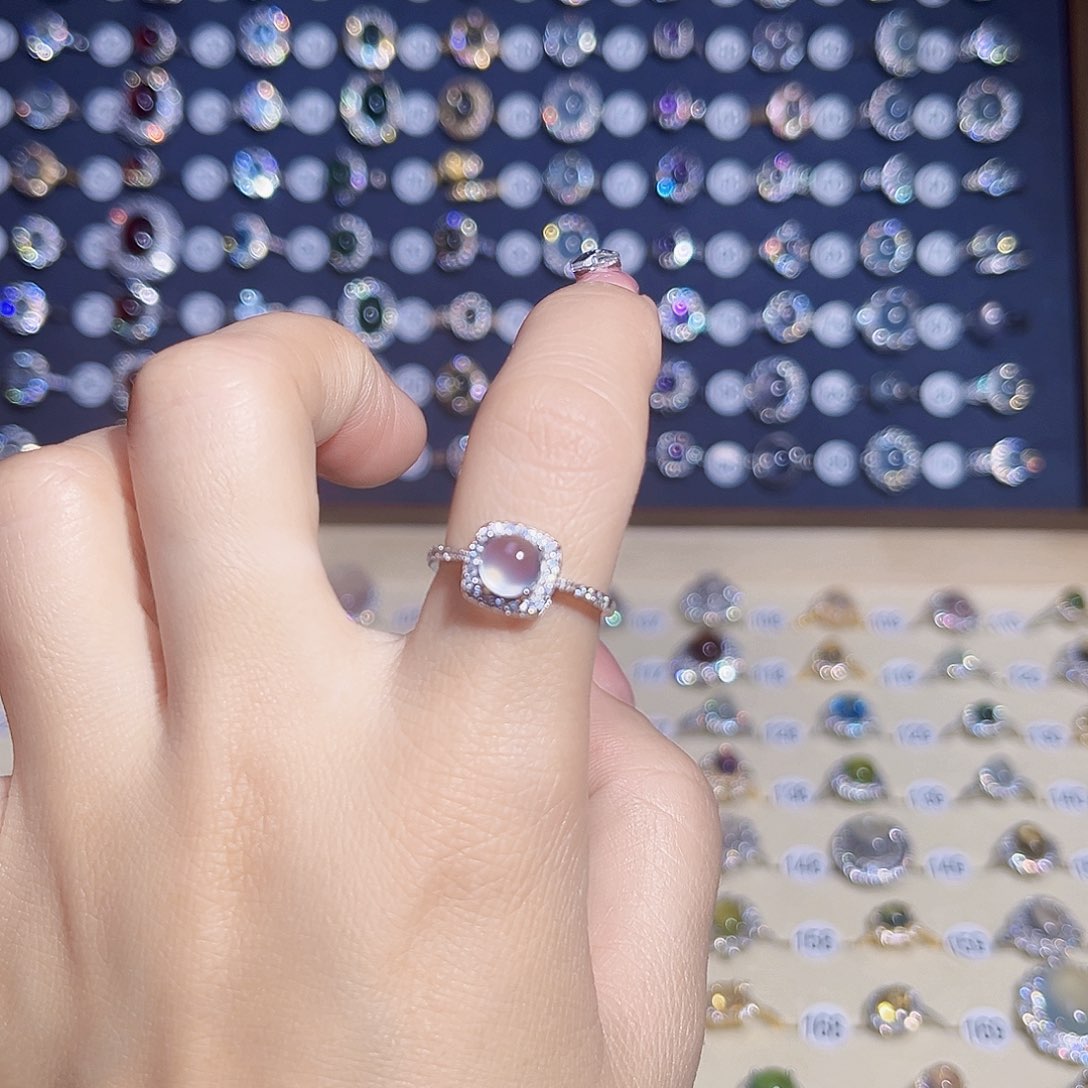 蛇纹石玉银S925镶嵌戒指