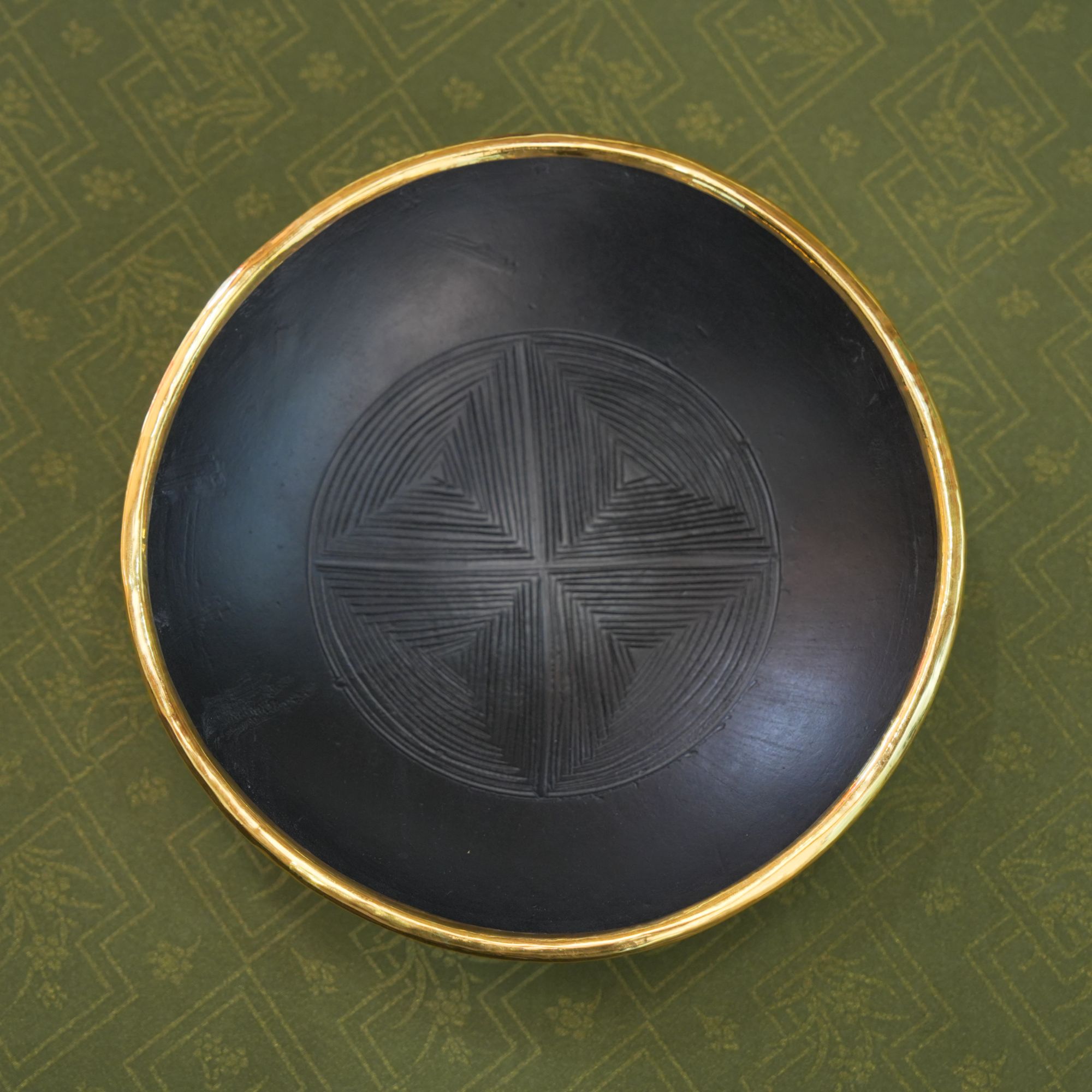 国大 黑陶 非遗手工艺包金十字纹壶承果盘