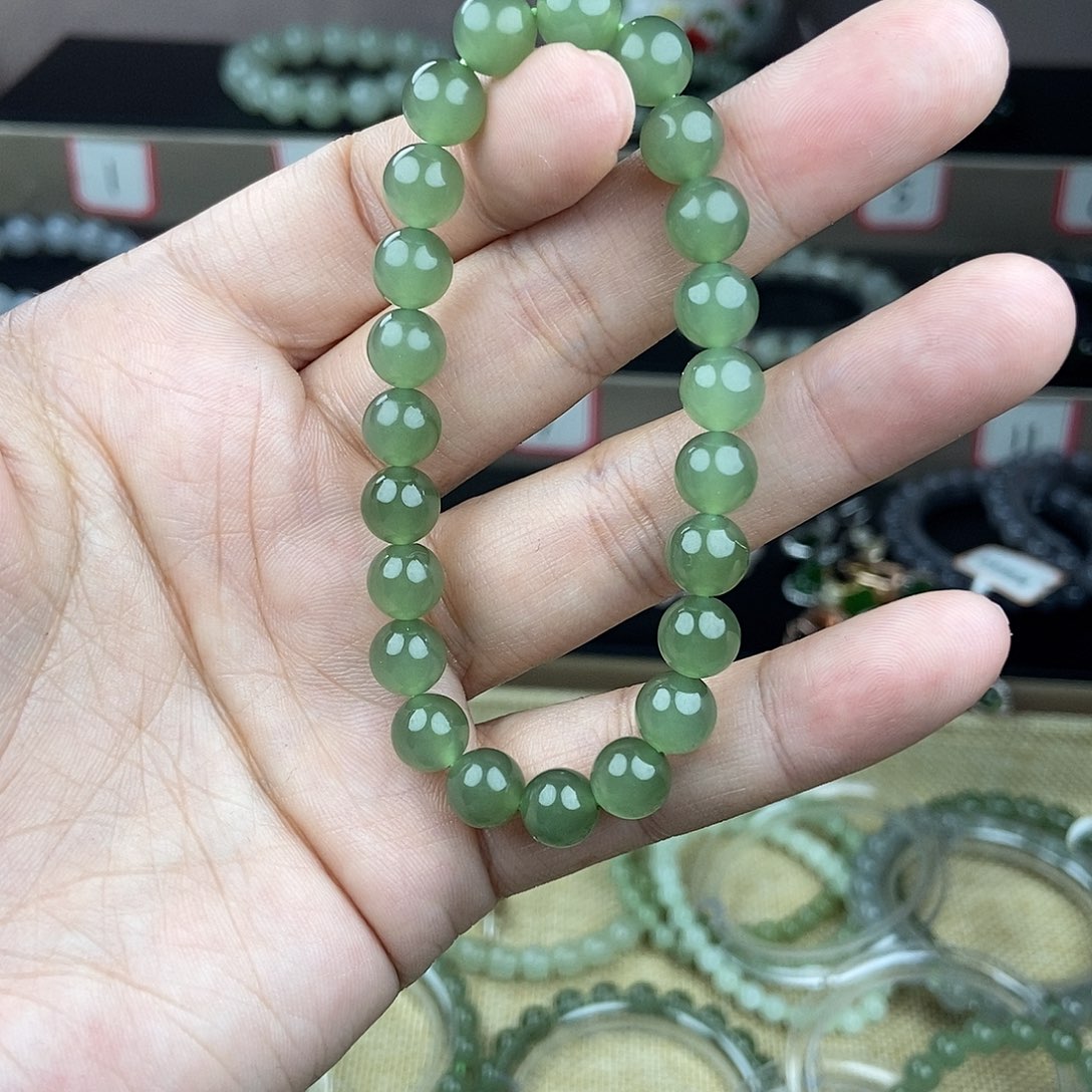 和田玉手串未镶嵌用****姐