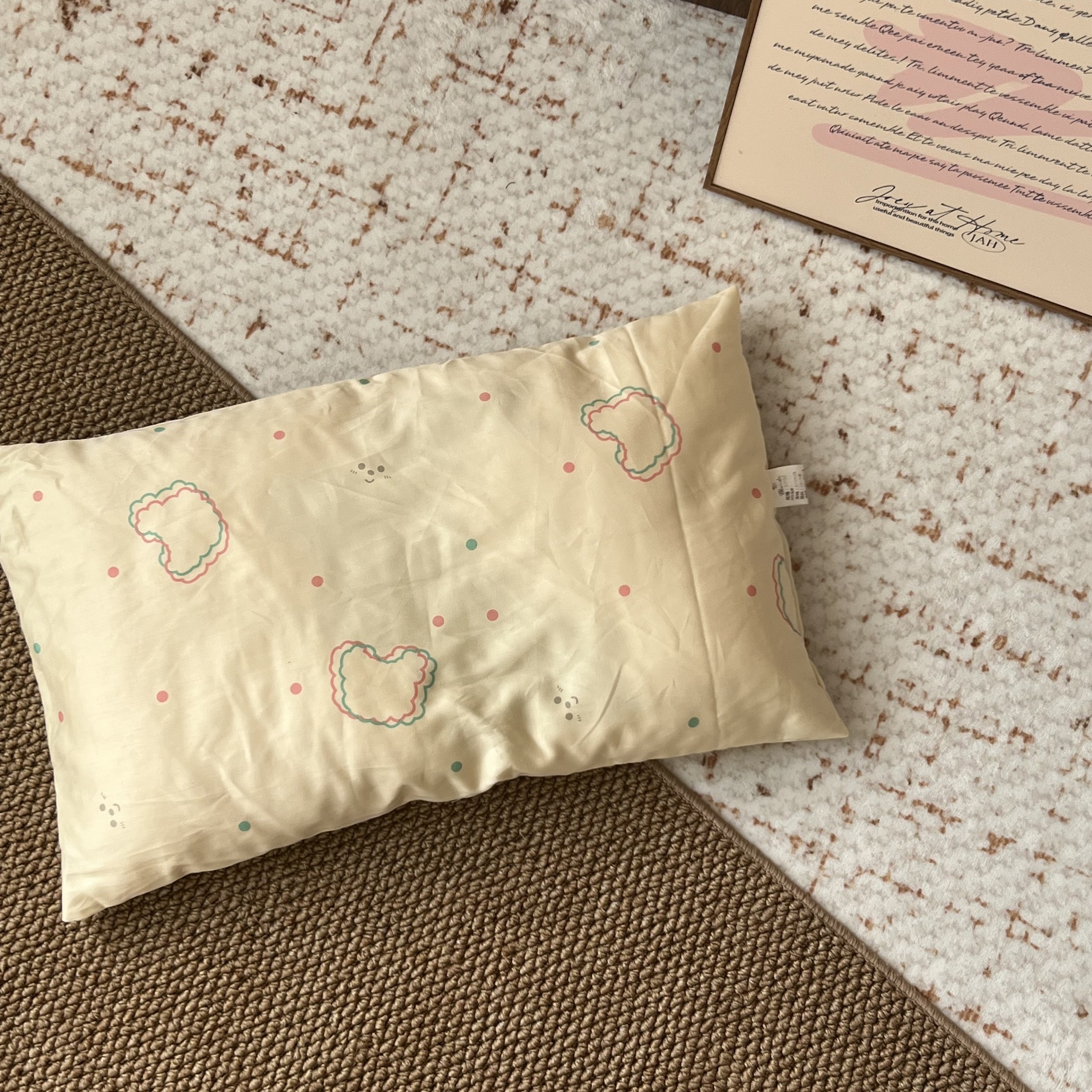 儿童柔软枕头花色床品印花黄色舒适睡枕棉花可爱头枕棉枕