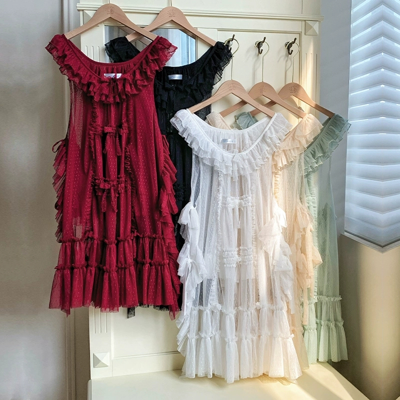 来信与诗·拂露｜WP原创副牌 5色宽松点纱曲牙罩裙轻盈透气夏季lo