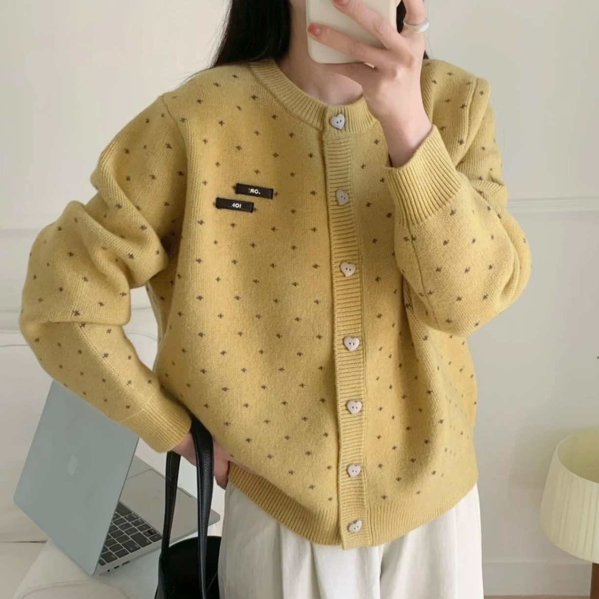 玲姐定制-高级感别致网红爆款字母款针织开衫382933