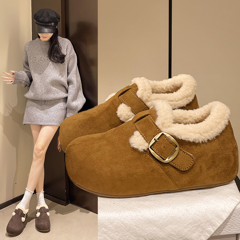 【增高5CM】2025秋冬新款百搭时尚厚底加绒加厚内增高勃肯雪地靴女