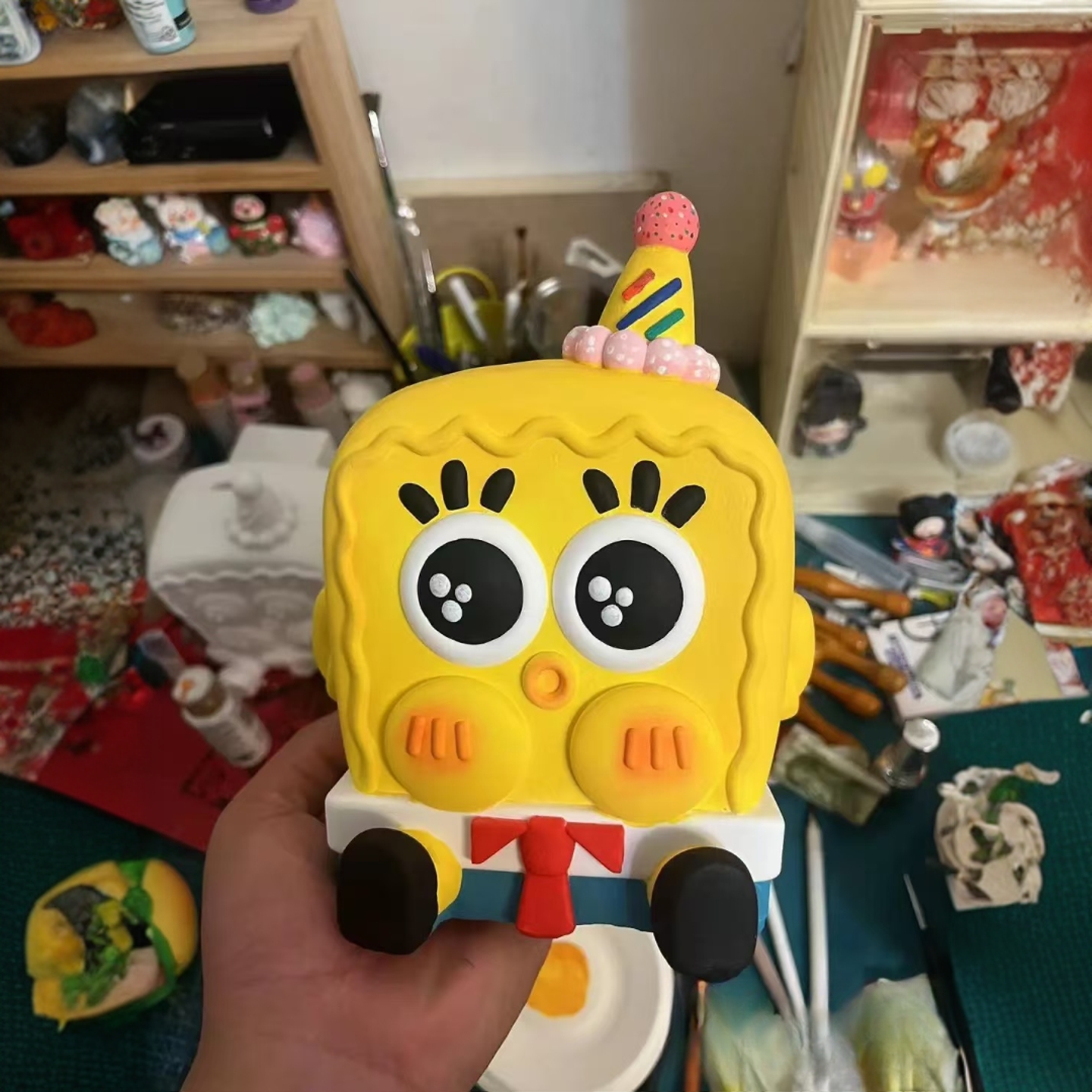 【新人】21cm海绵宝宝派大星大号石膏娃娃diy涂彩绘儿童玩具