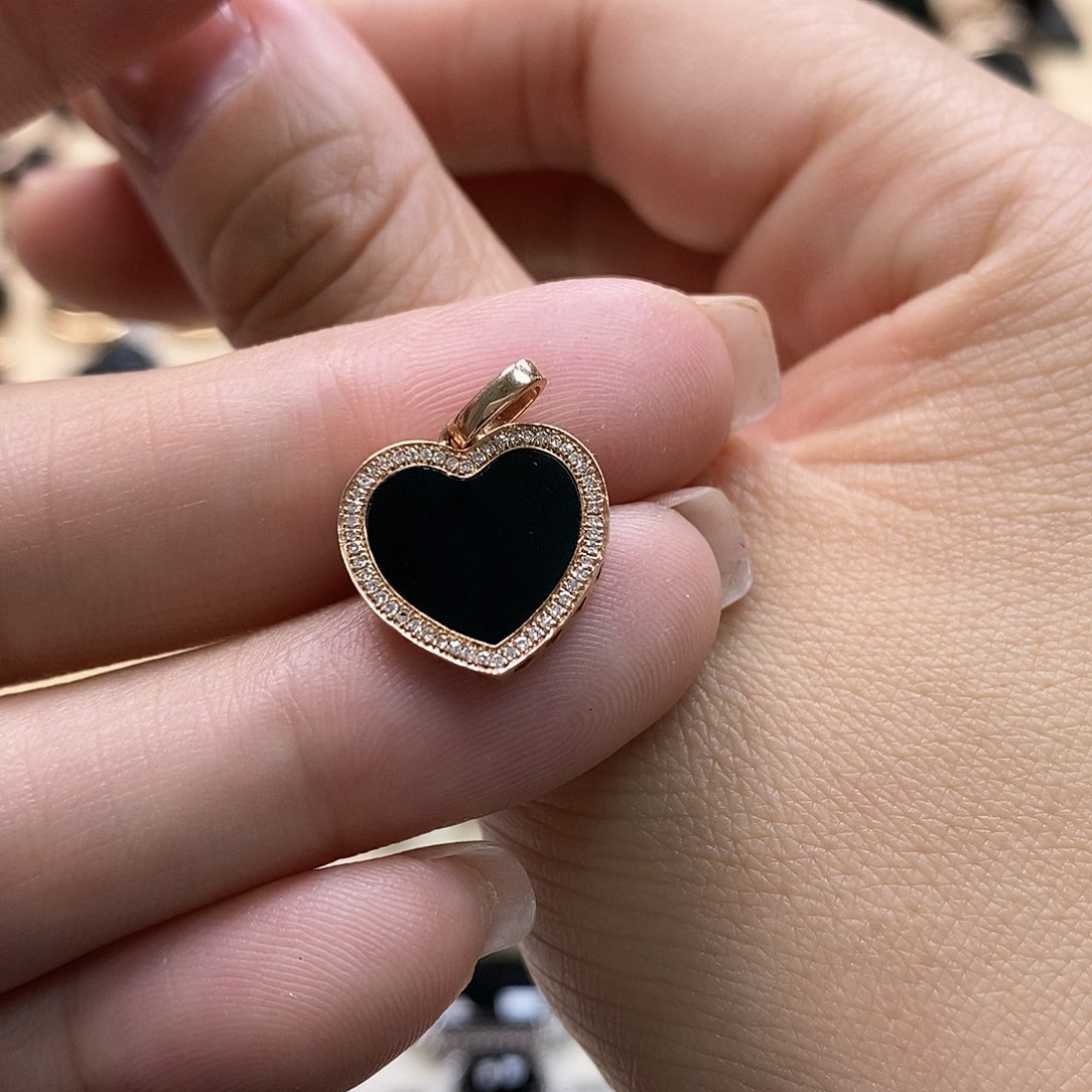 翡翠颈饰18K金镶嵌墨翠