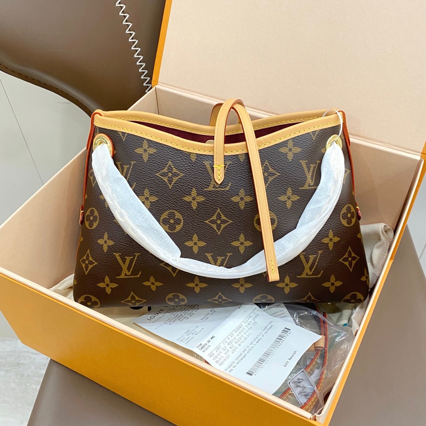 99新 LouisVuitton/路易威登 全套带票新款carryall bb女士单肩包