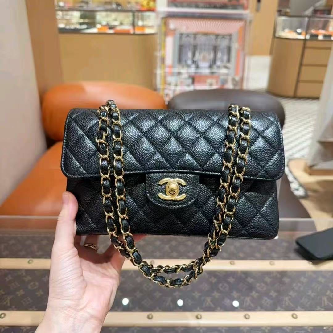 99新 Chanel/香奈儿  CHANEL香奈儿 Cf黑金小号荔枝纹链条包