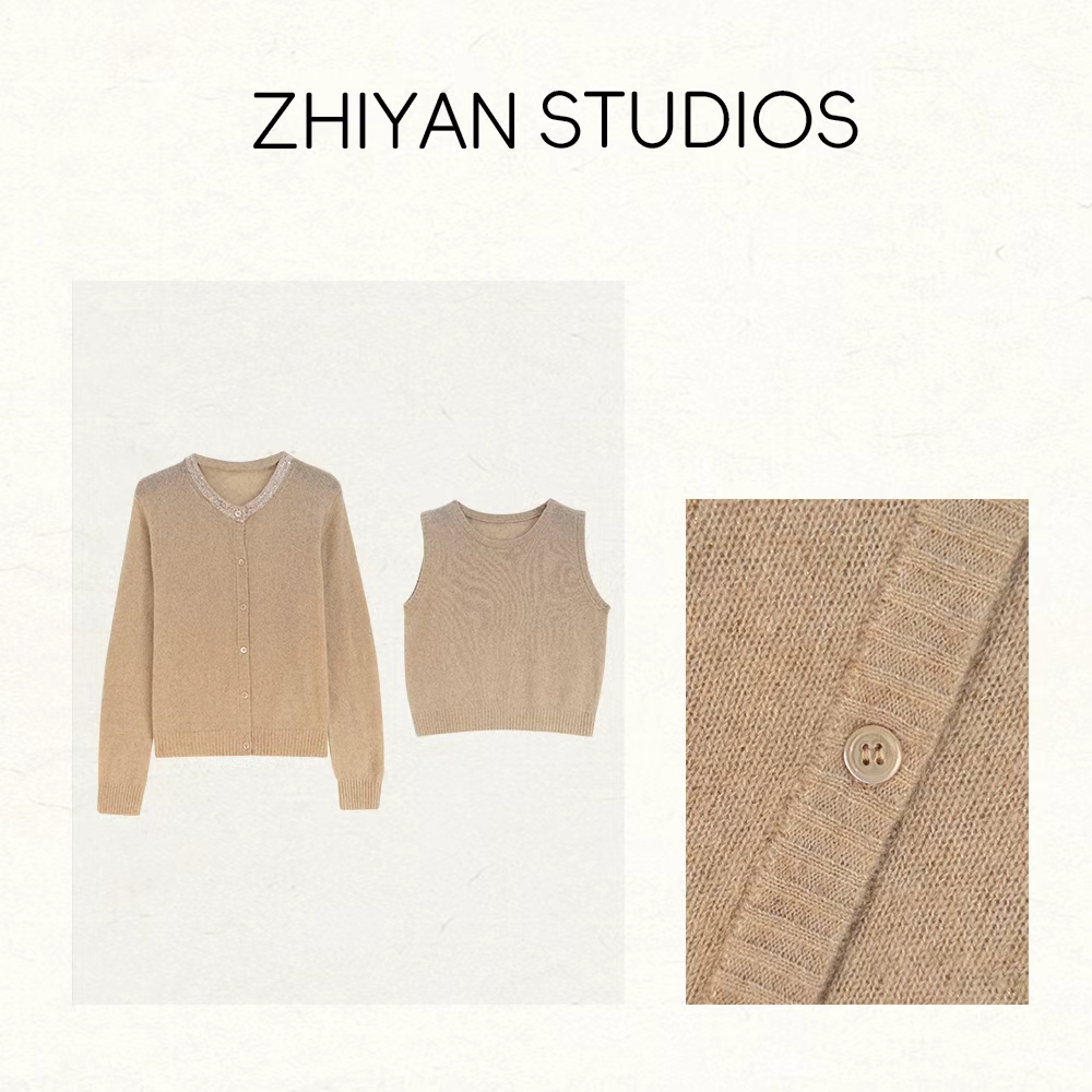 【虚妄】 软糯羊绒开衫休闲两件套8337