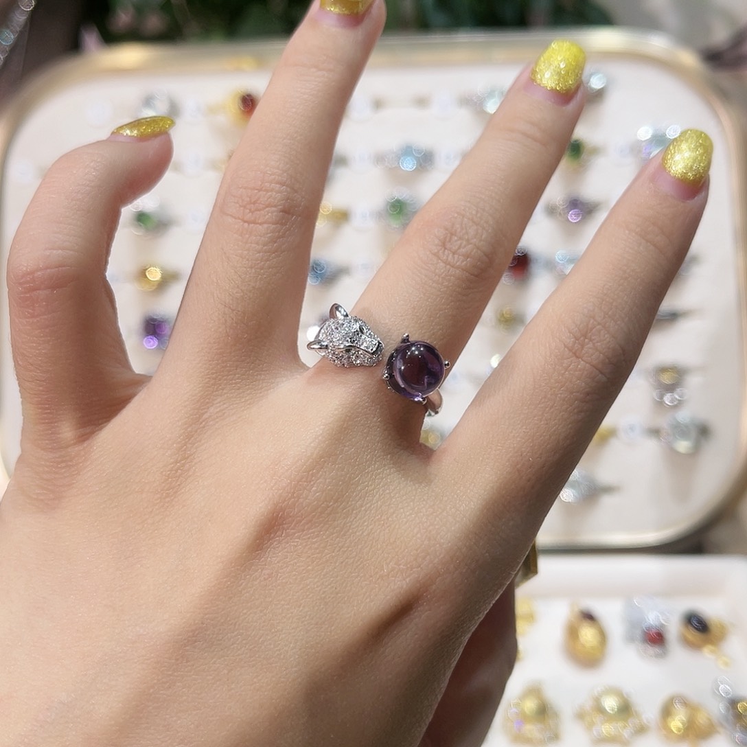 蛇纹石玉戒指银S925镶嵌