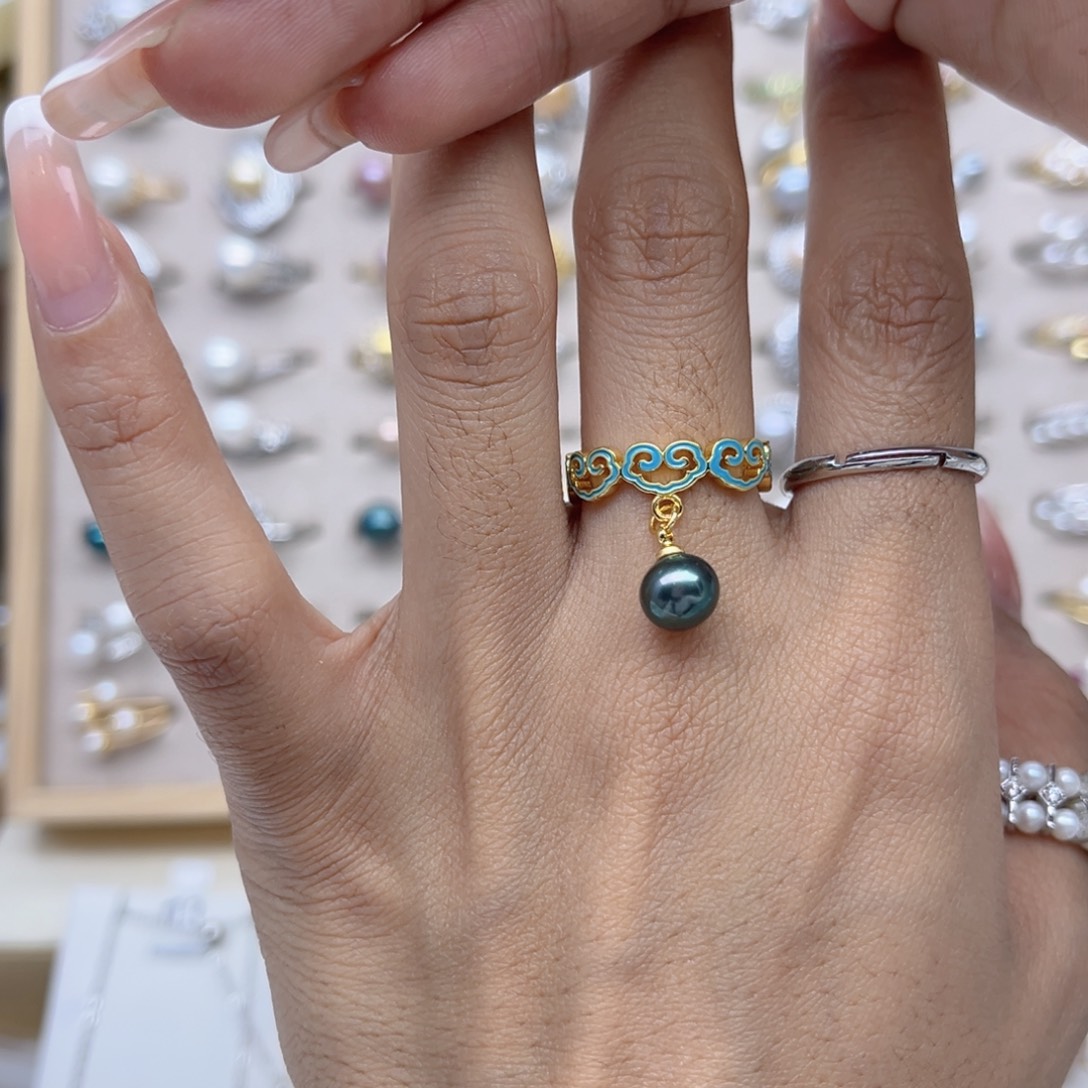 做***人戒指淡水珍珠合金