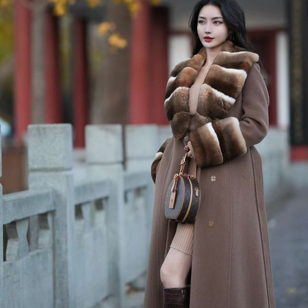 【U are U 国际】设计师羊绒拼青紫蓝双面大衣