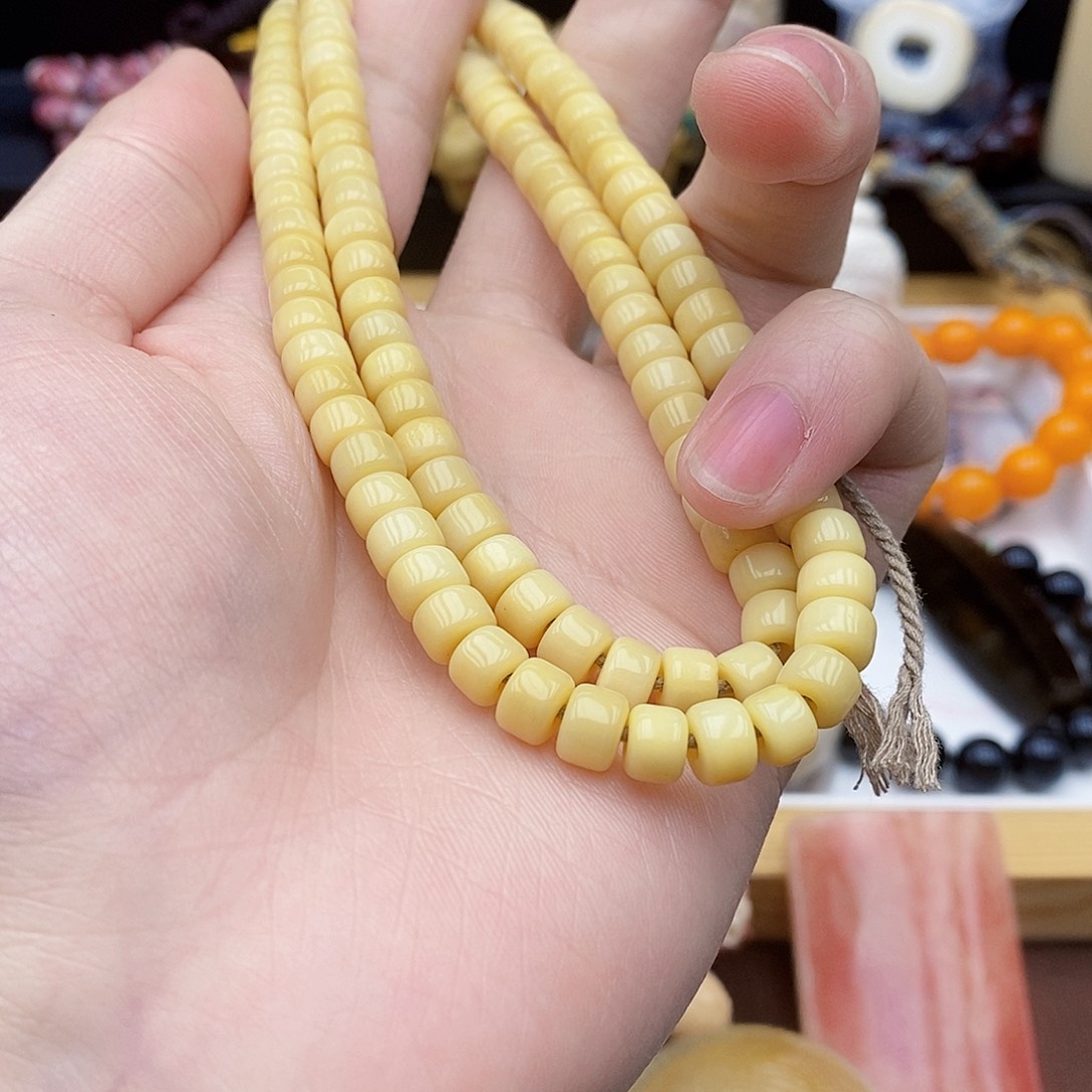 驼骨手串/手链7×5mm驼骨鸡油黄