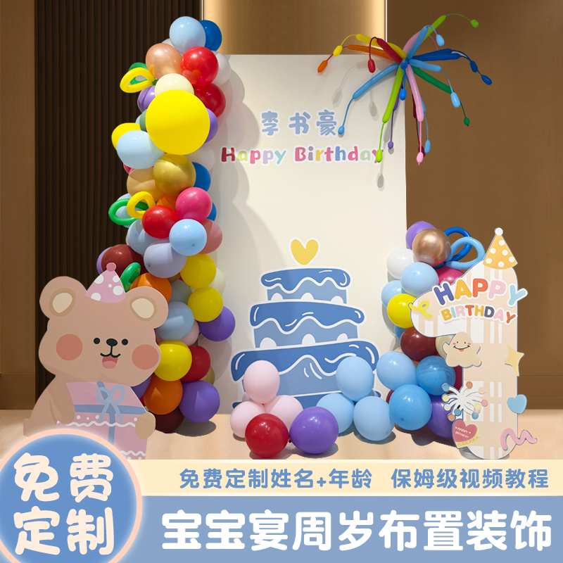 多巴胺宝宝周岁满月百天生日宴场景布置KT板背景墙装饰