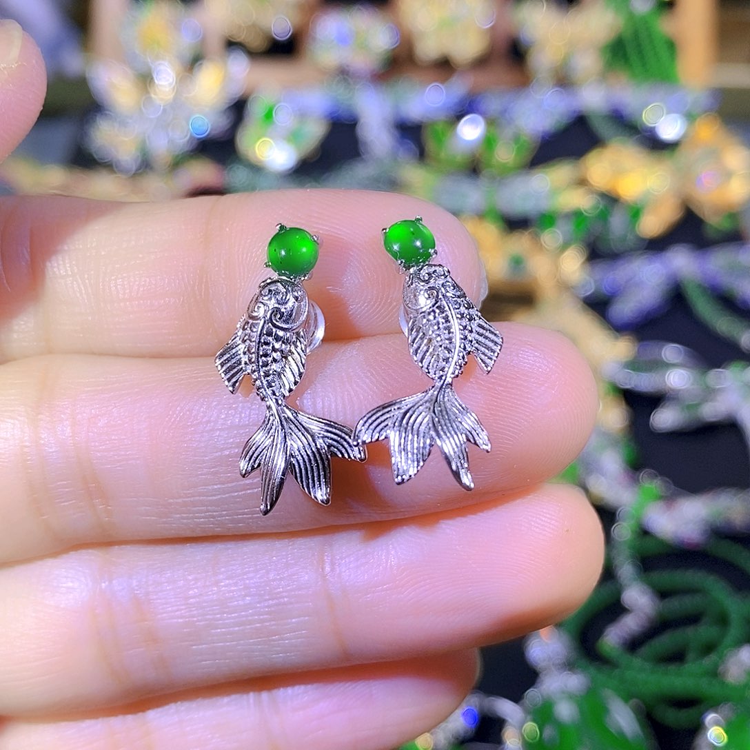 吊坠(不含链)银S925镶嵌翡翠