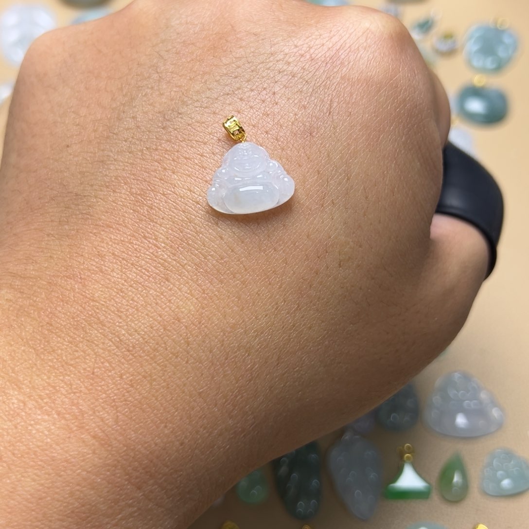 翡翠颈饰18K金镶嵌佛公