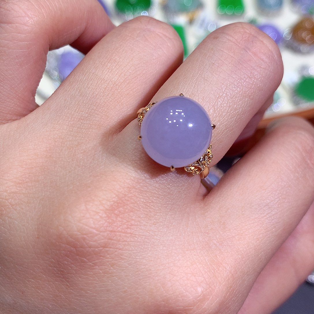 翡翠吊坠(不含链)18K金镶嵌