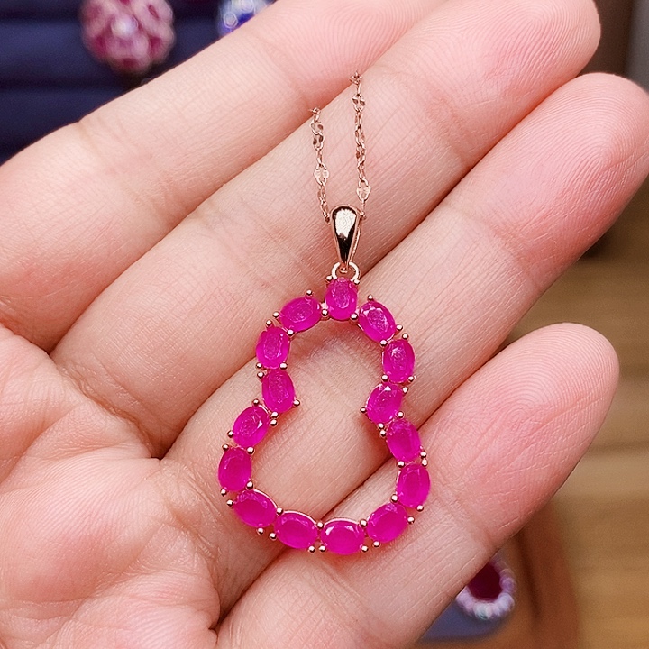 享***想颈饰银S925镶嵌红宝石