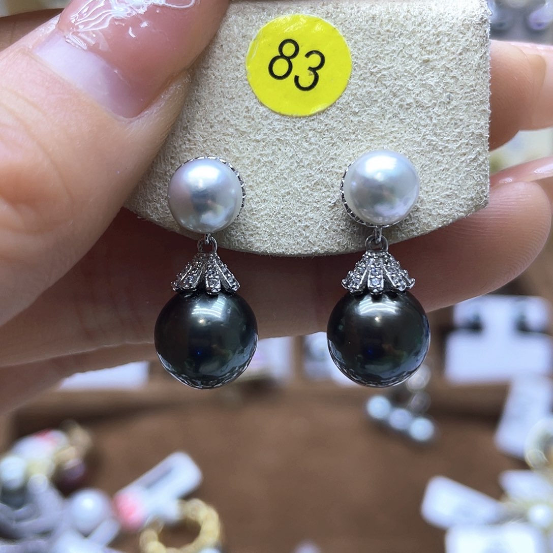 海水珍珠耳饰银S925镶嵌