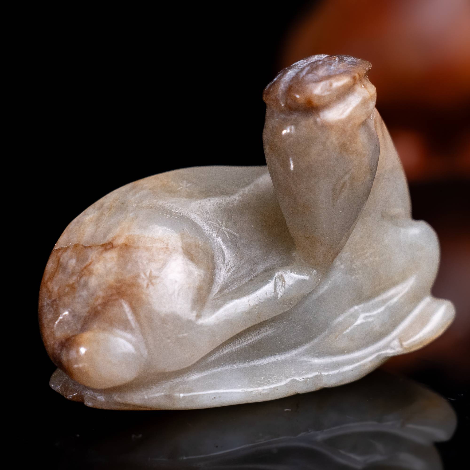 明代和田玉双鹿花件-NX