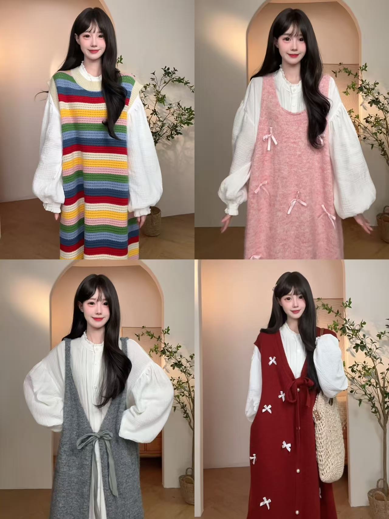 【01-100】秋冬日系针织背心裙连衣裙00
