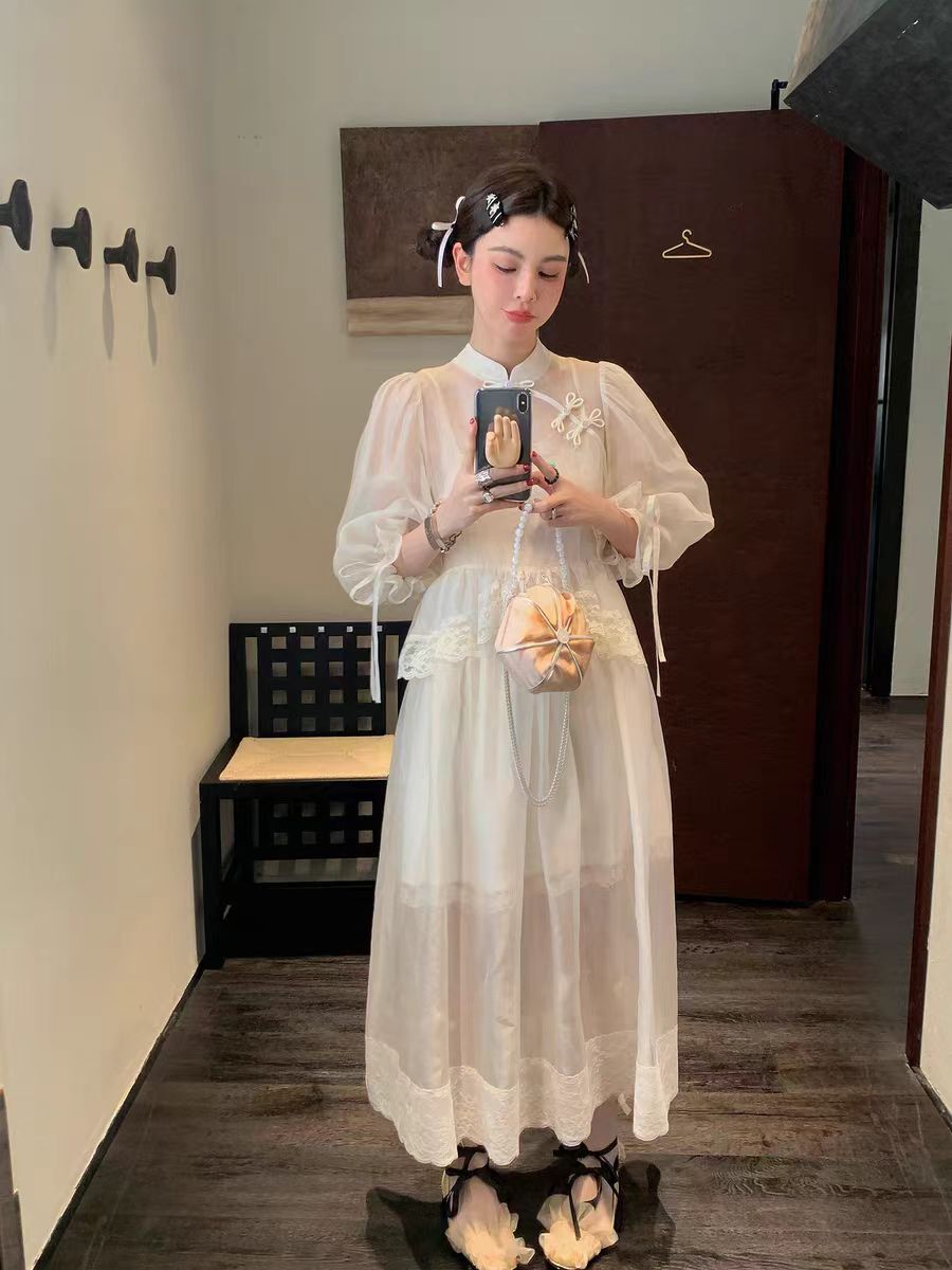 Ruckierz深圳南油原创设计师款国风盘扣白雪公主仙女裙