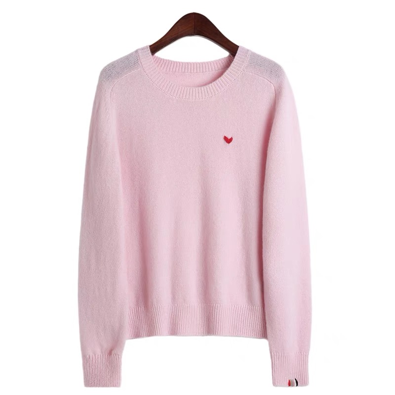 《桃雾心笺・柔织文艺奶呼呼爱心刺绣针织衫》