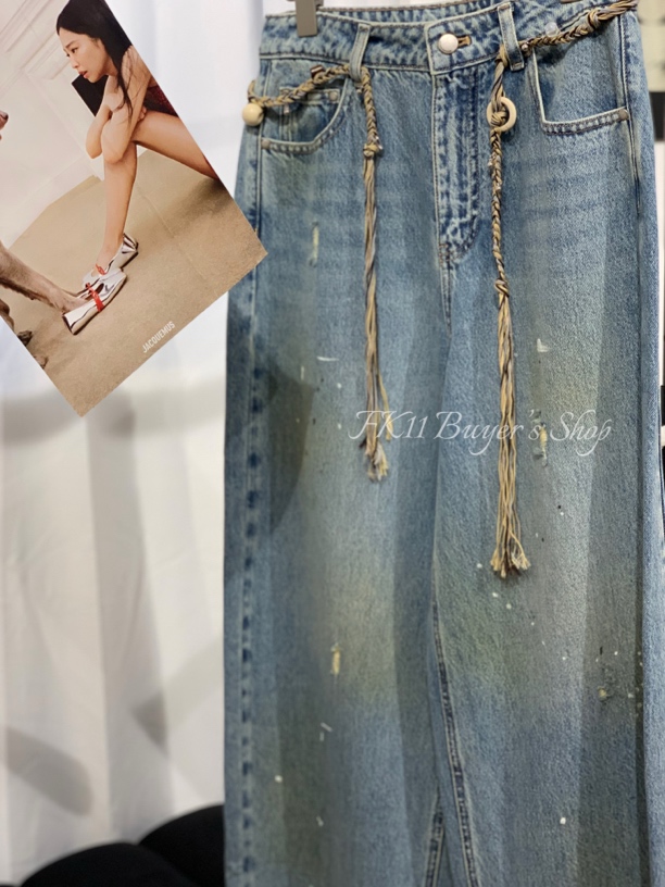 夏季出游不规则破洞水洗直筒牛仔裤【avvenn】