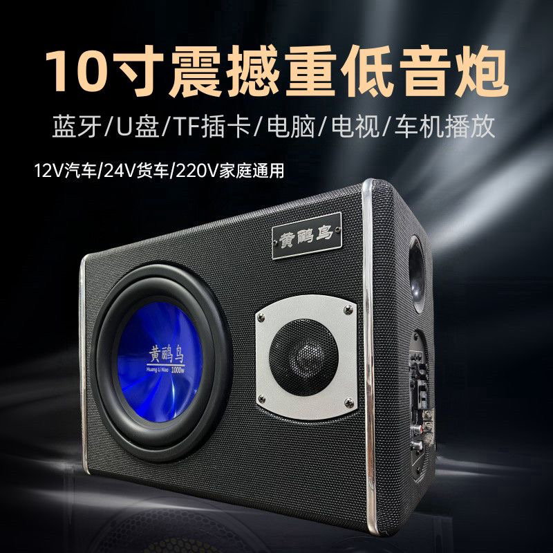 黄鹂鸟10寸超薄车载12V货车24V大功率车载重低音炮家用蓝牙音箱