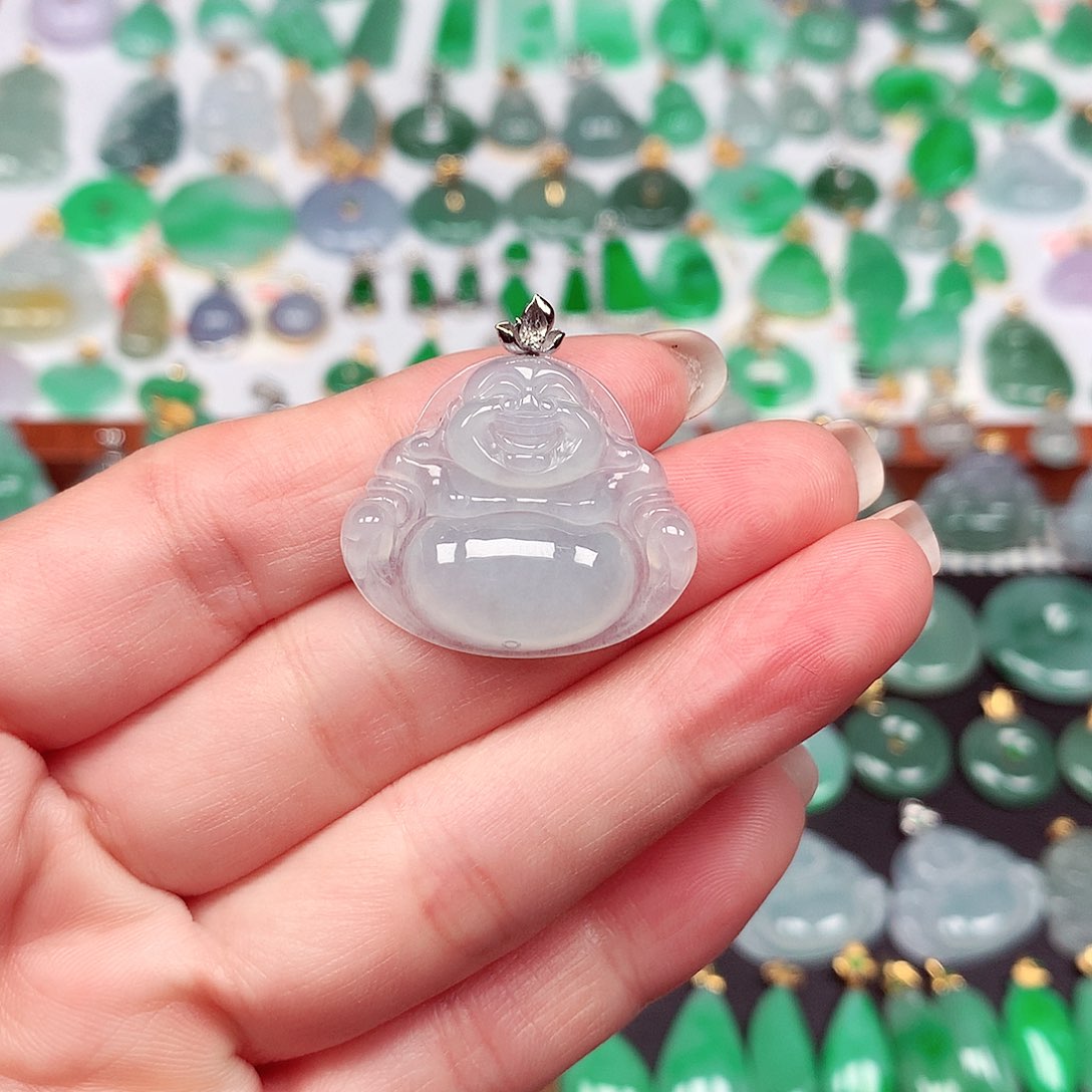 翡翠颈饰18K金镶嵌天然翡翠A货