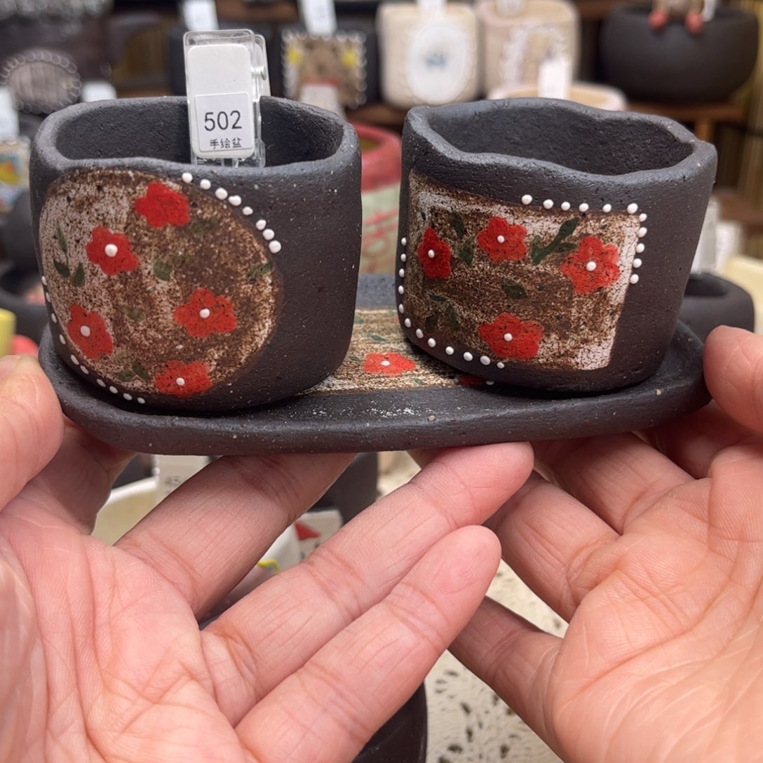 红陶502红花盆一套现货