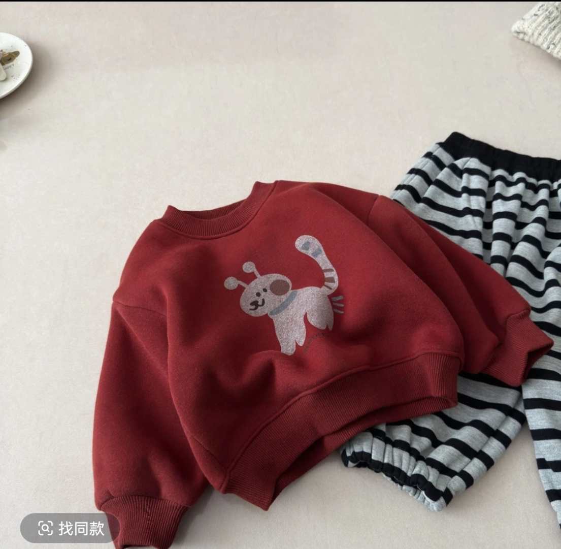 【加绒】男女童新款韩系休闲加绒卫衣秋冬儿童保暖卡通上衣