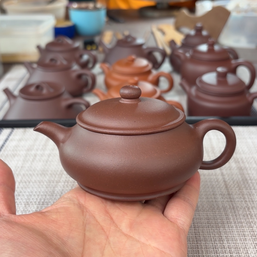 茶壶紫砂微瑕半手工台西紫泥明炉壶160cc