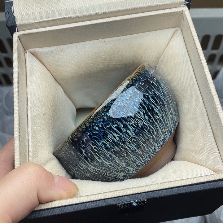 茶盏金丝蓝孔雀将军配礼盒