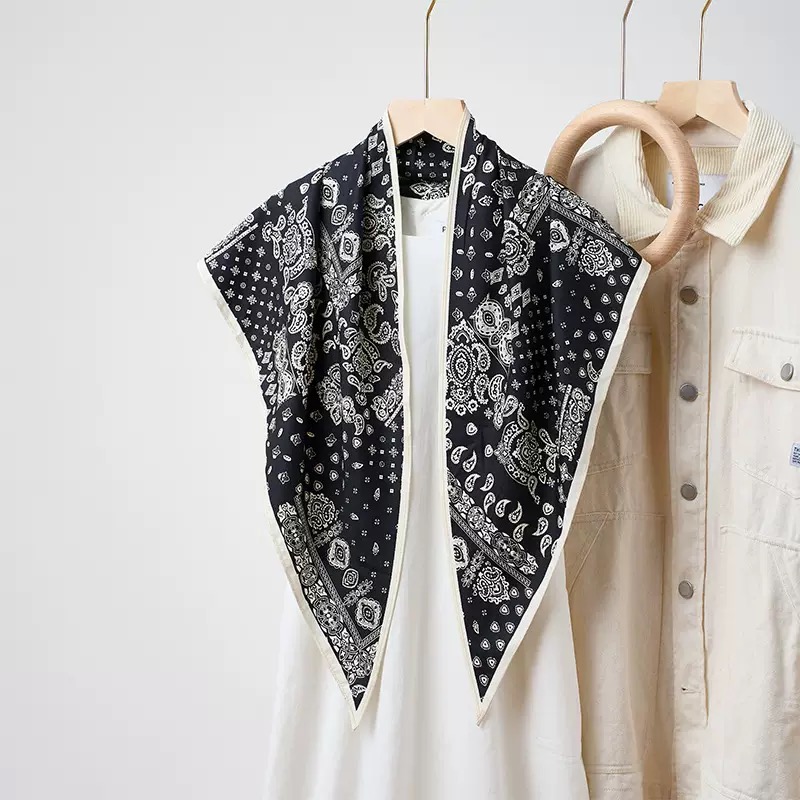 2025新款135cm三角巾斜纹绸秋冬日韩风旅游百搭系腰防晒包头披肩