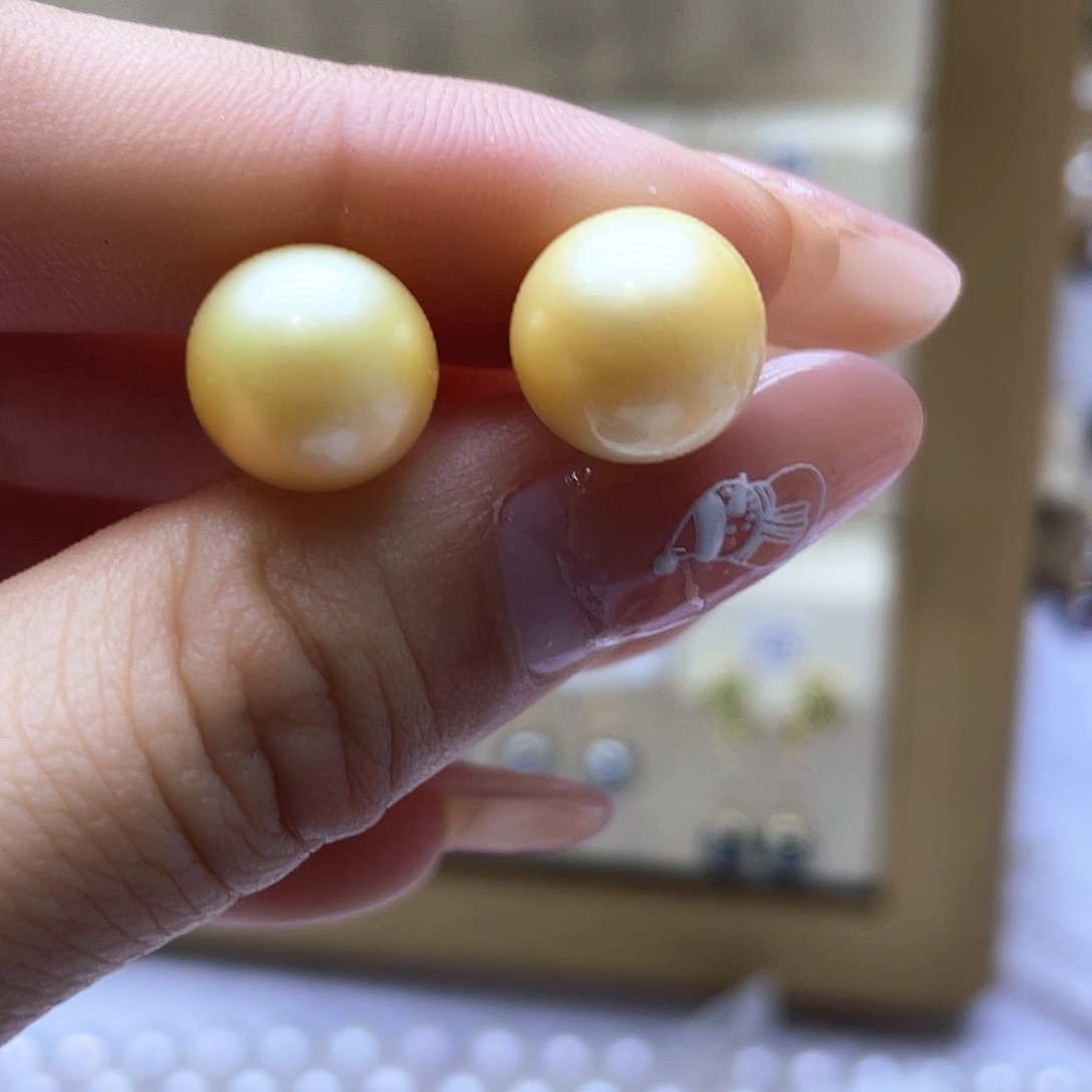 海水珍珠耳饰银S925镶嵌