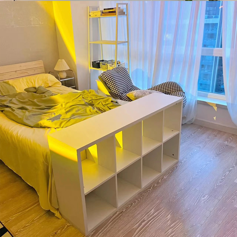 现代简约家用储物柜卧室床头柜实木格子柜置物柜