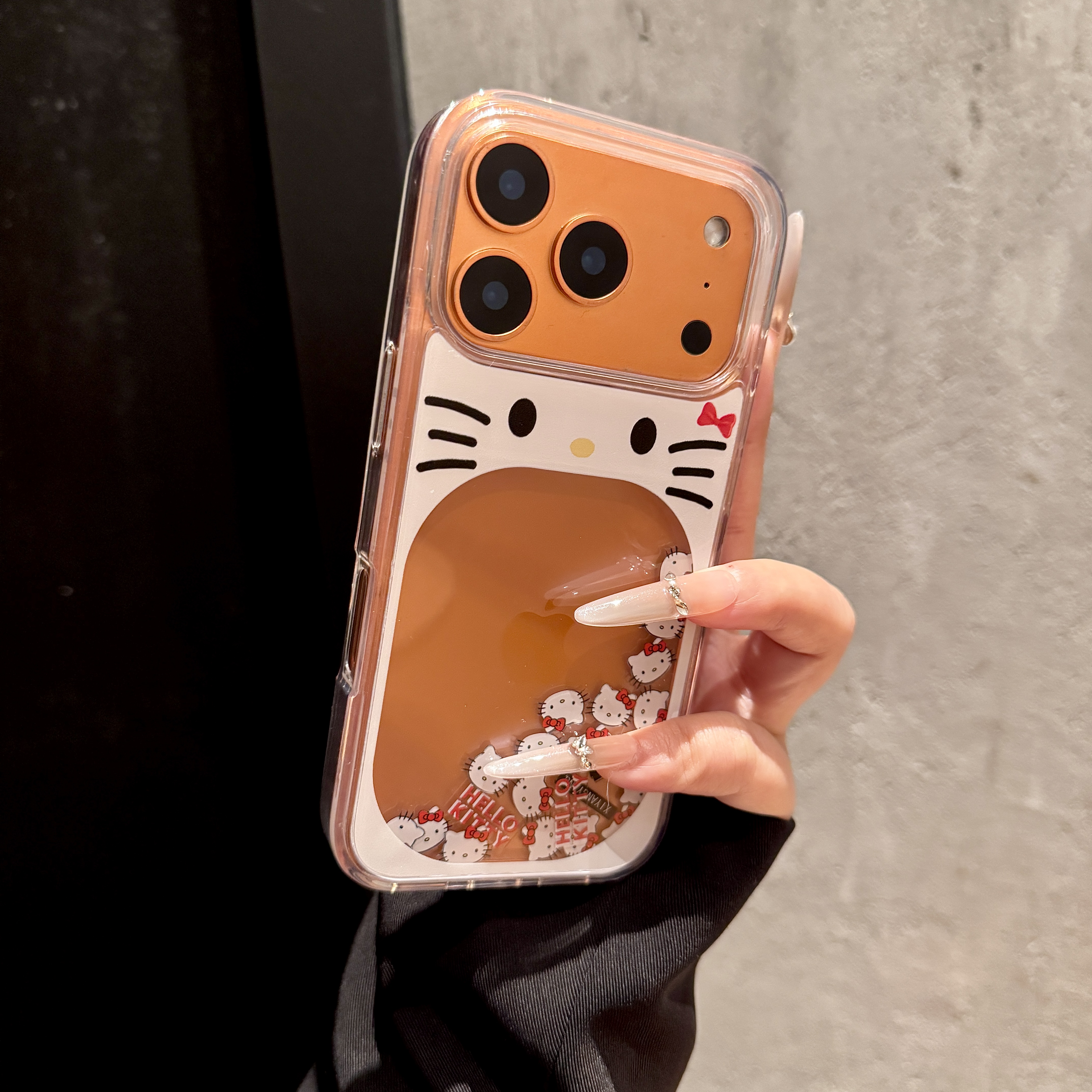 可爱滑片KT猫流沙适用16苹果15手机壳iPhone14/13/17promax高级女