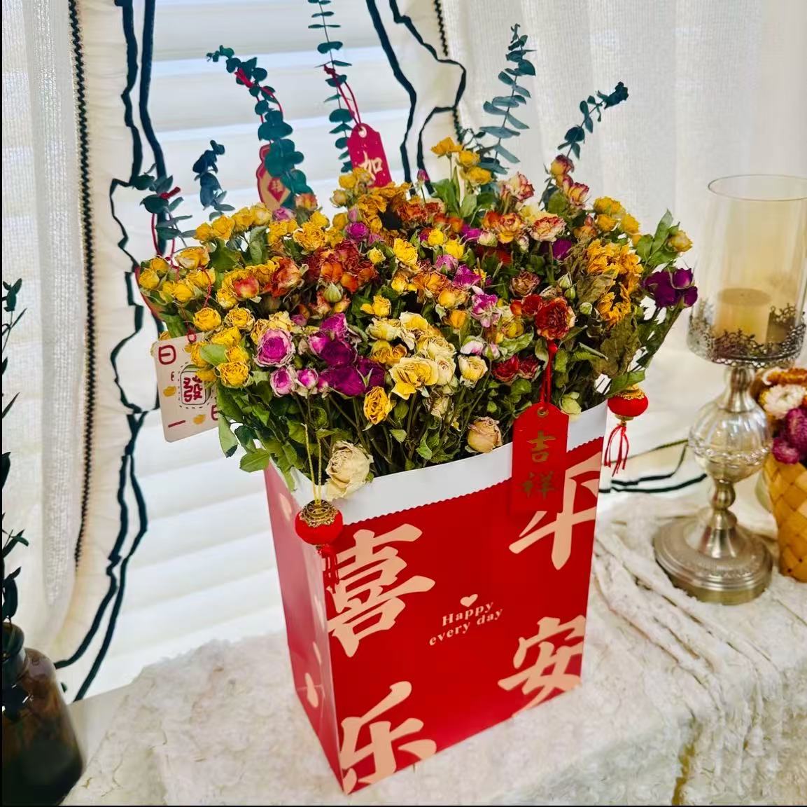 【云南干花铺】干花永生花混色多头玫瑰云南鲜切花期超长家居装饰