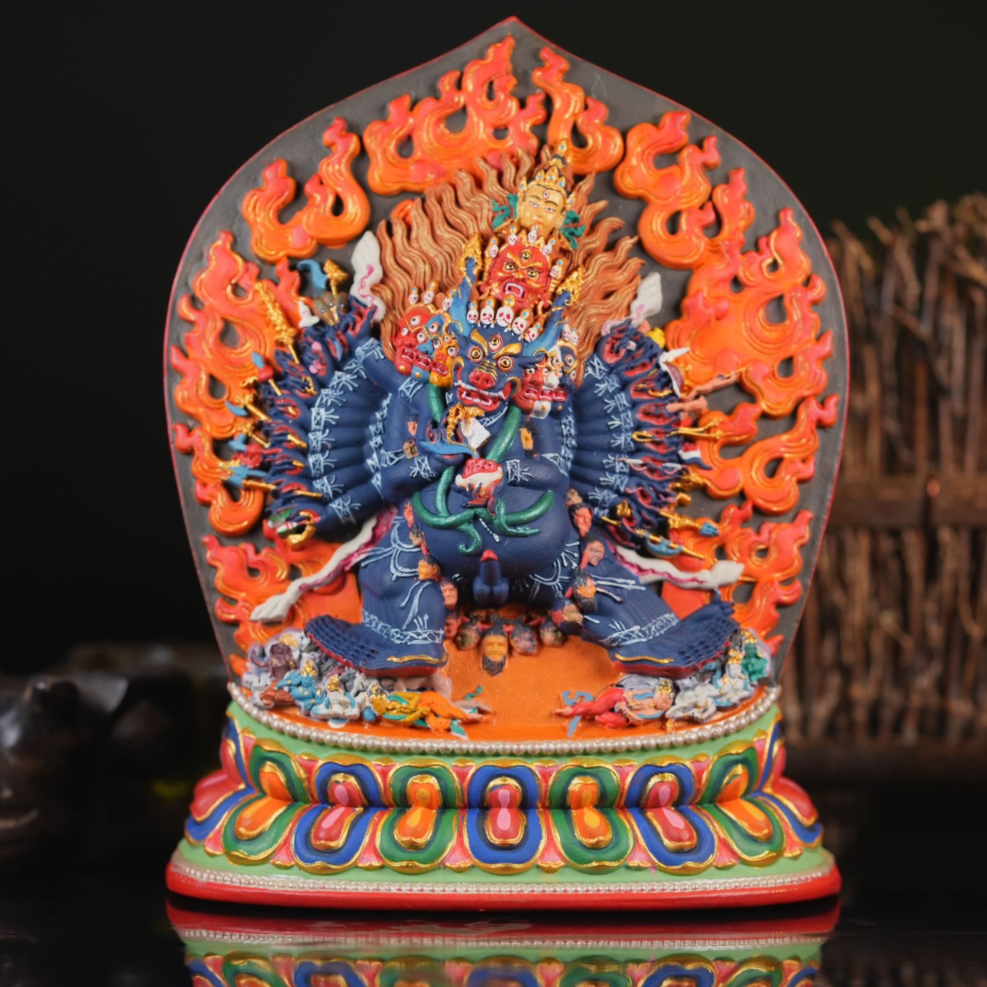 【独勇大威德】大擦擦龛供摆件立体唐卡拉萨直发西藏画师