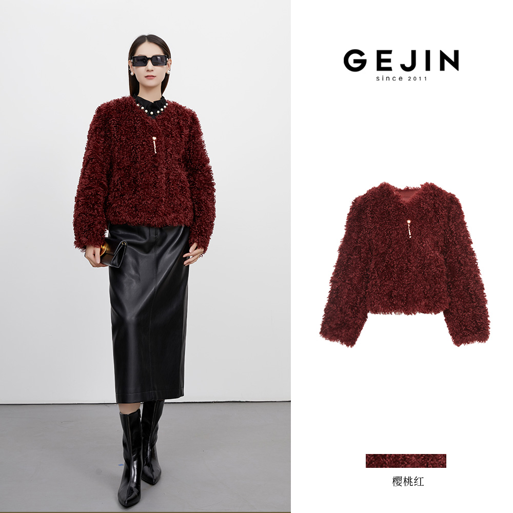 人造皮草 歌锦秋冬新款高奢优雅摩登复古环保皮草外套9422542568