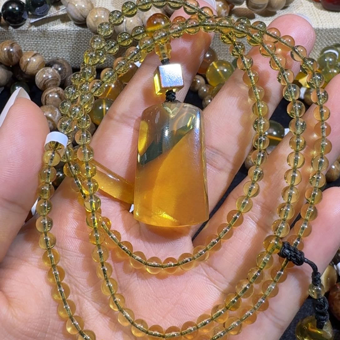 琥珀珠宝奇石未镶嵌套链