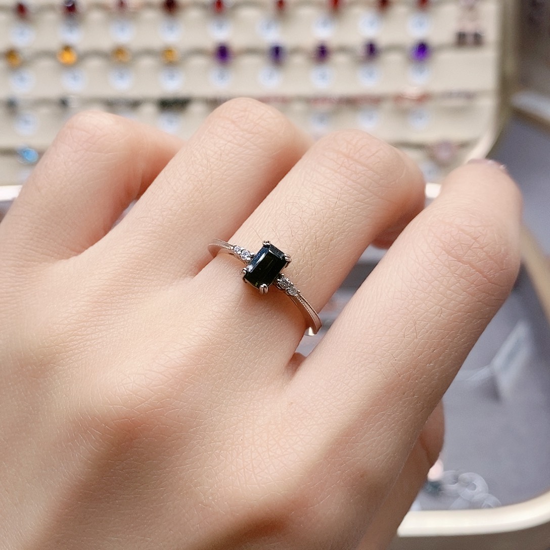 碧玺戒指银S925镶嵌戒指